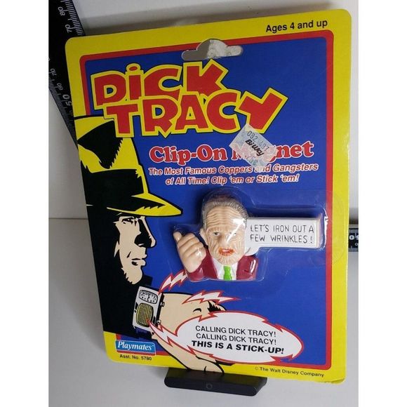 Vintage 1990 Dick Tracy PRUNEFACE Disney Clip On Magnet On Card New - Picture 3 of 4